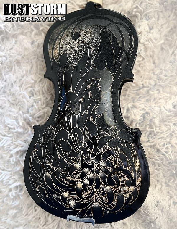 Custom Laser Engraved Black Violin