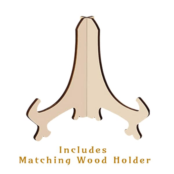 wooden holder that comes with Dust Storm Engraving pet portraits circles
