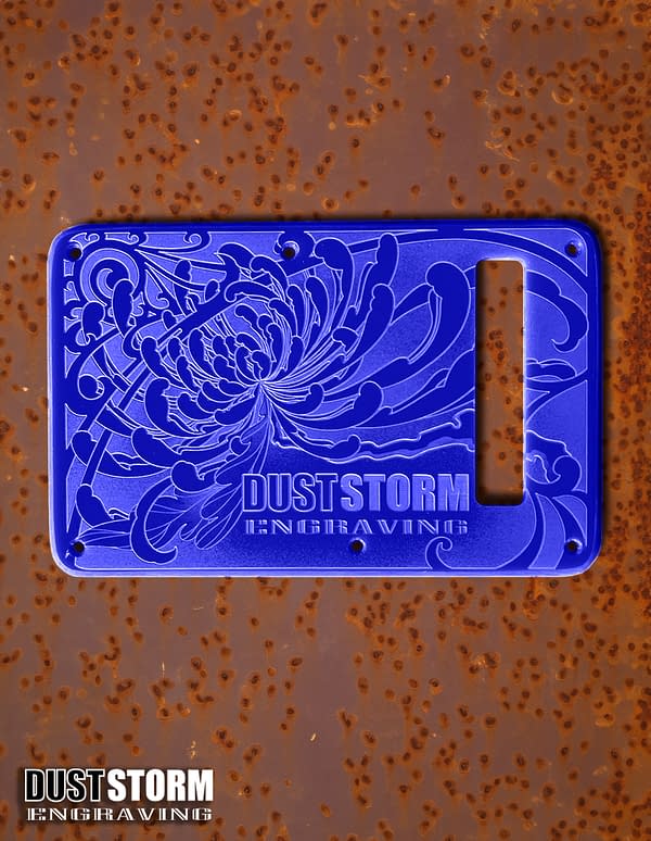 Custom Laser Engraved White Fender Strat Guitar Body with Glossy Blue Acrylic Pickguard & Tremolo Cover HSH, HSS, SSS Setups Available - Image 5