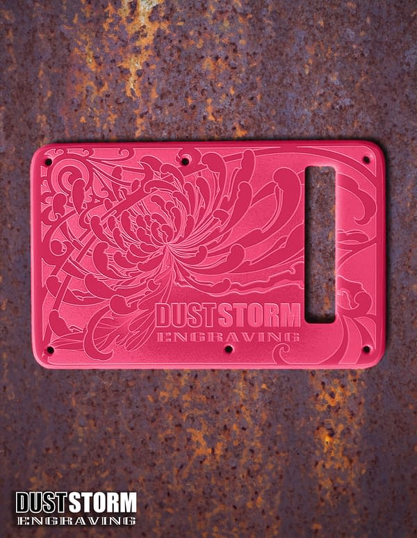 Engraved Glossy Hot Pink Acrylic Pickguard & Tremolo Cover for Fender Stratocaster SSS, HSS, HSH Setups Available - Image 3