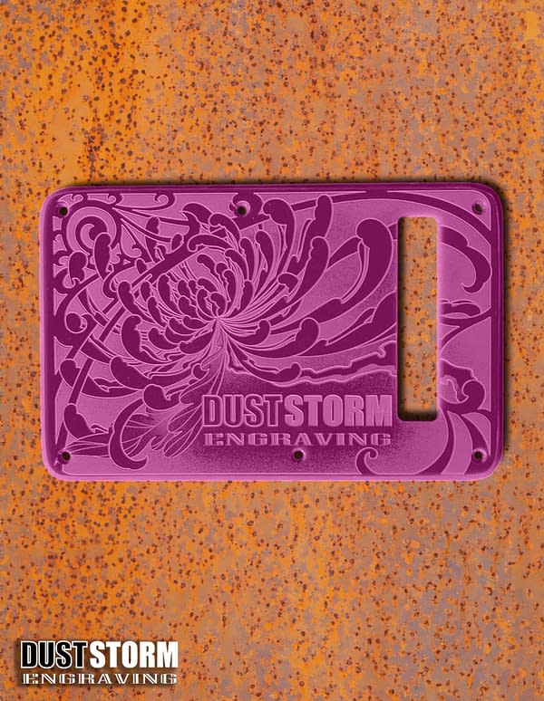 Engraved Glossy Purple Acrylic Pickguard & Tremolo Cover for Fender Stratocaster HSH, HSS, SSS Setups Available - Image 3