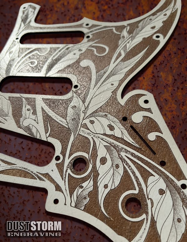 Engraved Wood Pickguard & Tremolo Cover for Fender Stratocaster Design #3 SSS, HSS, HSH Setups Available - Image 2