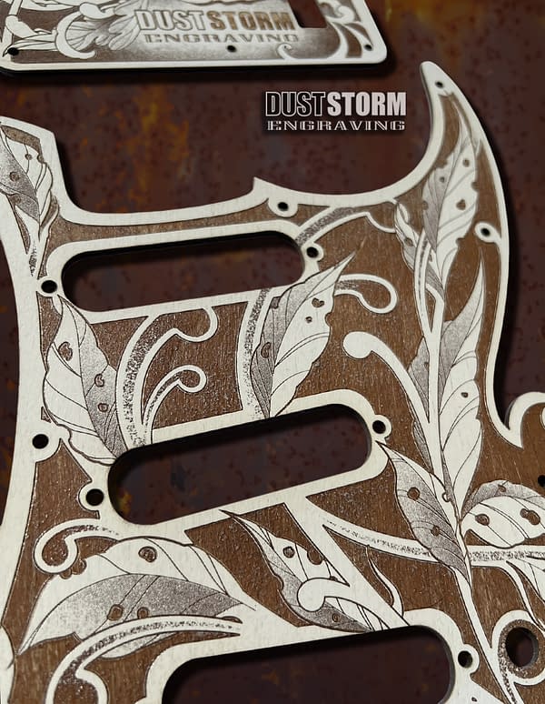 Engraved Wood Pickguard & Tremolo Cover for Fender Stratocaster Design #3 SSS, HSS, HSH Setups Available - Image 6