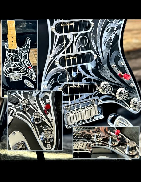 Engraved Silver Mirror Acrylic Pickguard & Tremolo Cover for Fender Stratocaster SSS, HSS, HSH Setups Available - Image 5