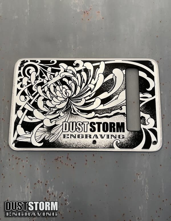 Engraved Silver Mirror Acrylic Pickguard & Tremolo Cover for Fender Stratocaster SSS, HSS, HSH Setups Available - Image 3
