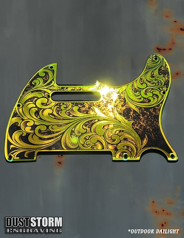 Telecaster 8 Hole Pickguard Acrylic Iridescent Gold Patina Mirror Guitar Scratch Plate for Fender American/Mexican Standard Tele Cut for Modern Style Parts