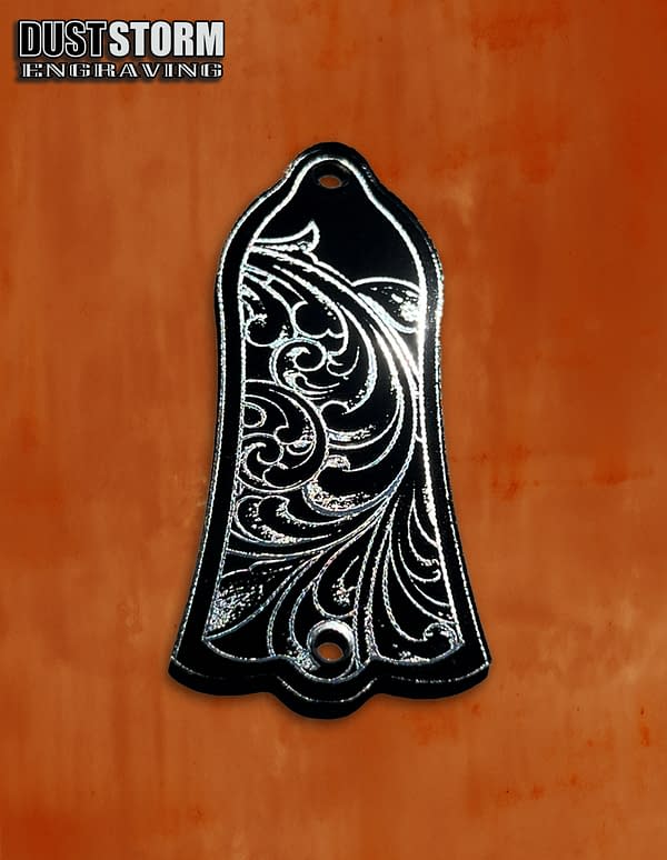 Truss Rod Cover for Gibson Les Paul in Black with Silver Acrylic Mirror