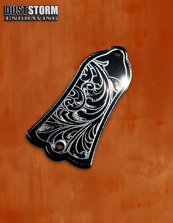 Truss Rod Cover for Gibson Les Paul in Black with Silver Acrylic Mirror - Image 3