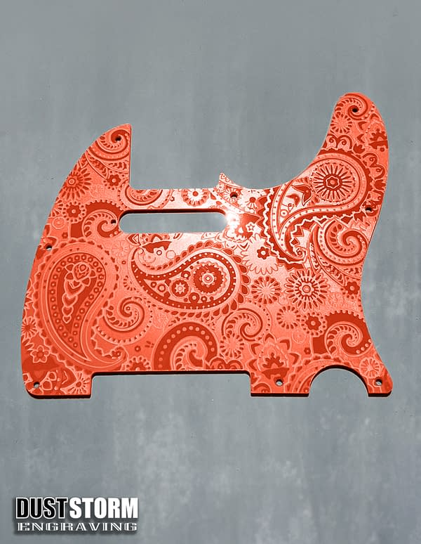 Telecaster Paisley 8 Hole Orange Solid Color Acrylic Pickguard with Standard or Humbucker Cut for Fender American/Mexican Tele Guitar