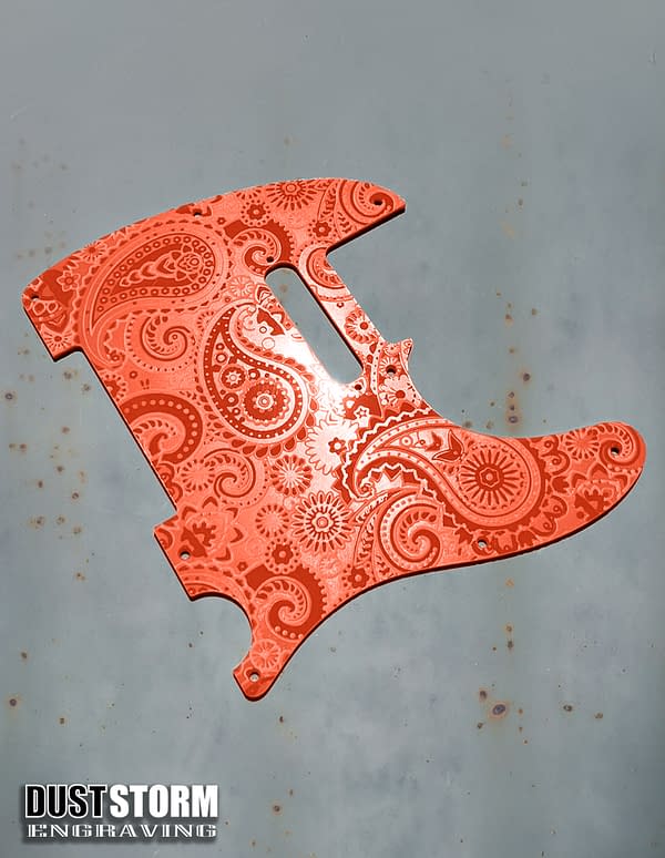 Telecaster Paisley 8 Hole Orange Solid Color Acrylic Pickguard with Standard or Humbucker Cut for Fender American/Mexican Tele Guitar - Image 3