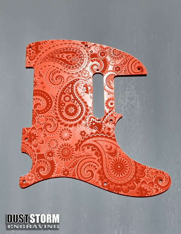 Telecaster Paisley 8 Hole Orange Solid Color Acrylic Pickguard with Standard or Humbucker Cut for Fender American/Mexican Tele Guitar - Image 2